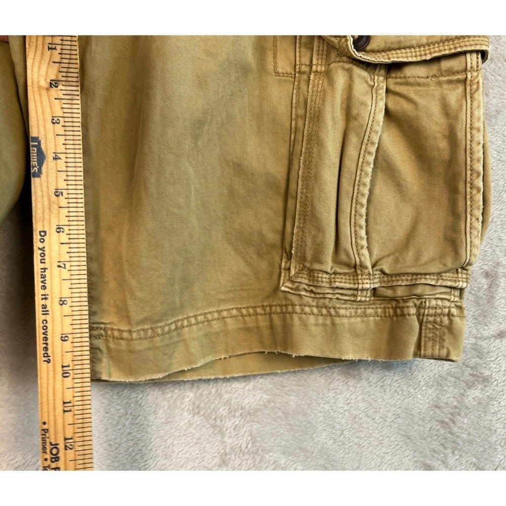Y2K American Eagle Men's Cargo Shorts 36 / 37 Tan Khaki Classic Length Cotton - Picture 9 of 11